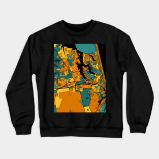 Virginia Beach Map Pattern in Orange & Teal Crewneck Sweatshirt